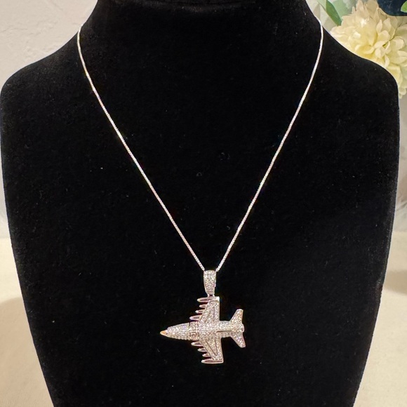SOLD‼️Swarovski Crystal Airplane 925 Sterling Silver Necklace - Picture 10 of 11